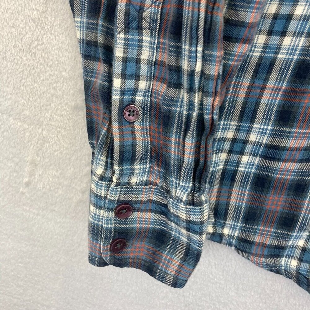 Horny Toad Mixologist Flannel Button Up Shirt Womens Size Medium M Blue Plaid‎ - Picture 11 of 14